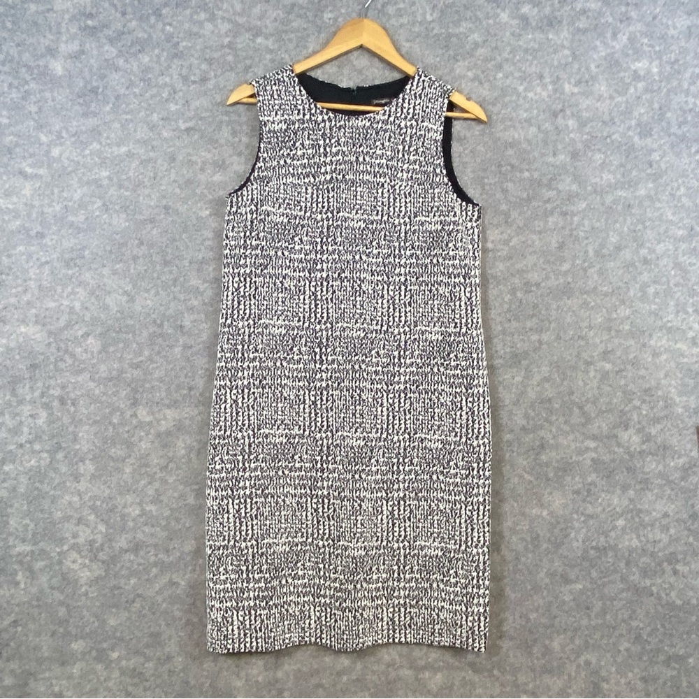 J McLaughlin Textured Shift Dress Size S Black White Sleeveless‎ Preppy Career